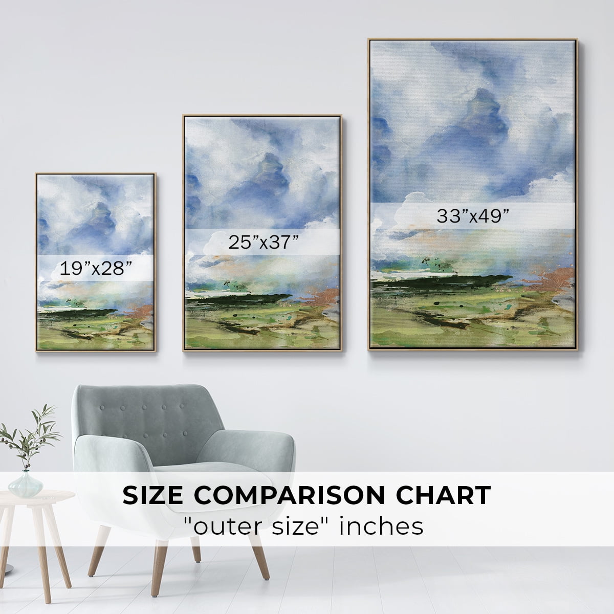Spring Air II Framed Premium Gallery Wrapped Canvas - Ready to Hang - 27 x 41 - Natural Wood Floating Frame