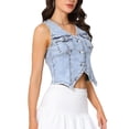thumbnail image 4 of INSPIRE CHIC Denim Vest for Women's Sleeveless V Neck Button Down Cropped Tops Summer Casual Jean Vest Jacket XS Light Blue, 4 of 6