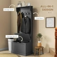 thumbnail image 6 of Demi Bonn 67" Hall Tree Coat Rack with Sitting Bench and Storage Hooks, Multi-Function Organizer for Home Entry, Mudroom Bench, Black, 6 of 7