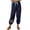 Navy, variant on hulanddfd Womens Printed Pants Womens Solid Color High Waist Drawstring Pocket Casual Long Home Work Daily