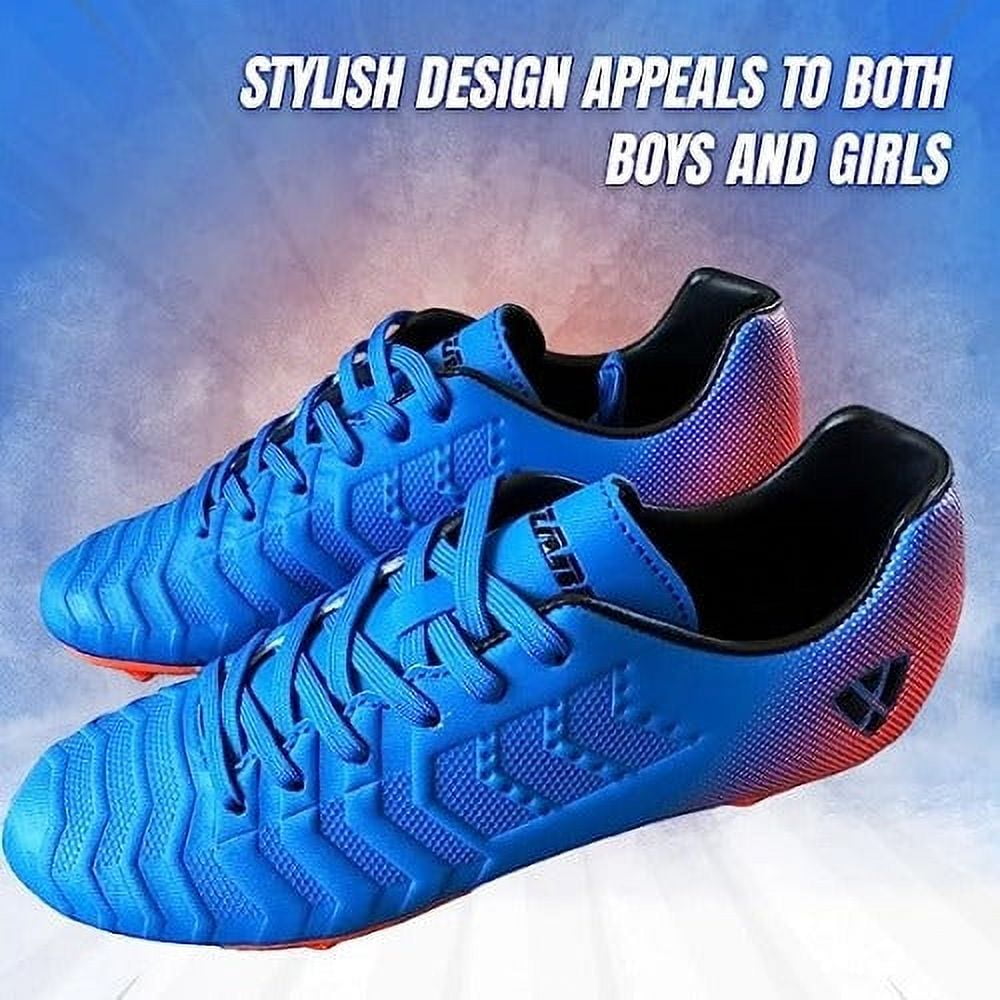 Vizari Kids Laguna Junior Firm Ground Outdoor Soccer Cleats/Shoes | for Boys and Girls - Royal Blue / Orange