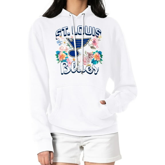 Women's G-III 4Her by Carl Banks White St. Louis Blues Flower Logo Pullover Hoodie