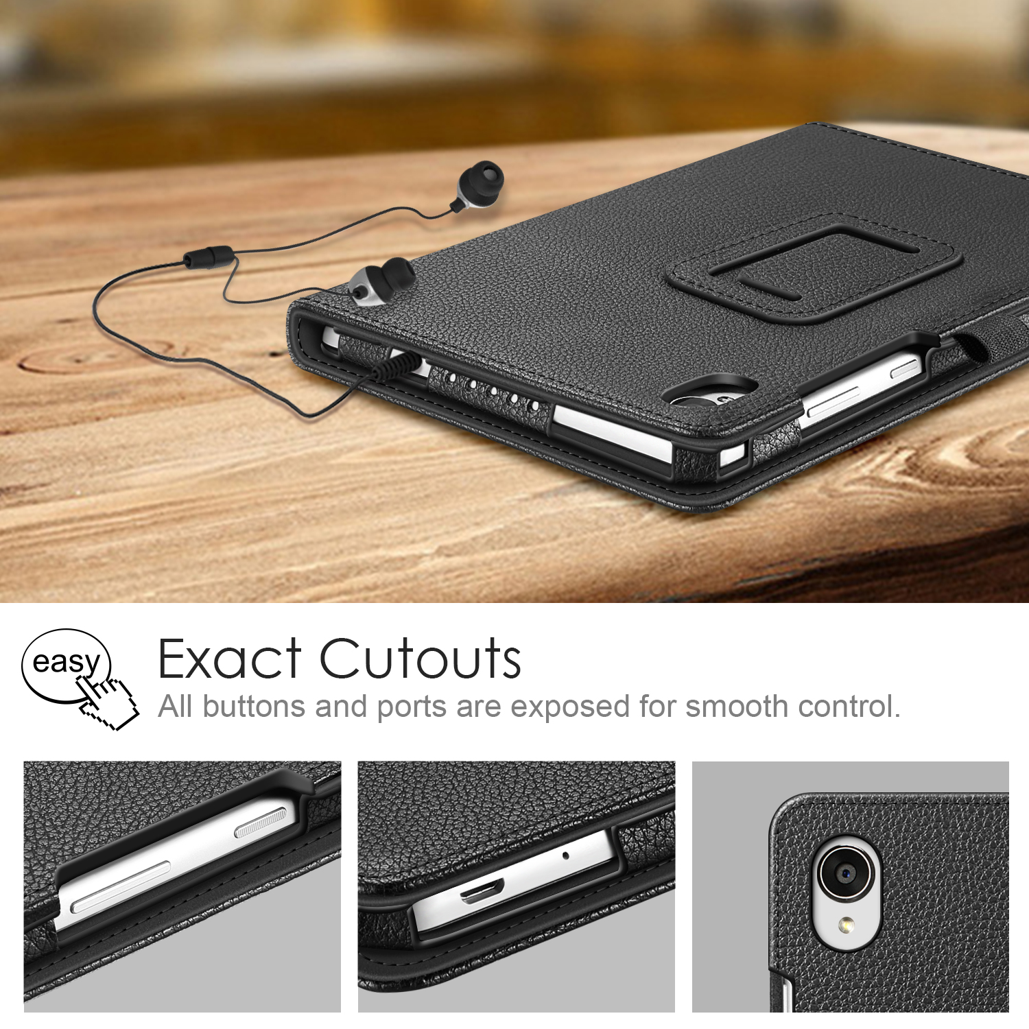 Custodia In Pelle Per Lenovo Tab M8 FHD/HD Con Supporto A Libro E Slot Per Schede, Nera