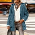 thumbnail image 2 of XuJwPNcy Womens Fuzzy Sherpa Winter Coat Baggy Long Sleeve Open Front Button down Cardigan Fluffy Fleece Jacket（Blue,XX-Large), 2 of 7