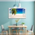 thumbnail image 3 of Window View of Tropical Beach Canvs Art Fake Open Window Wall Art Tropical Beach Framed Painting For Livingroom Office Bedroom Ready to Hang, 3 of 6