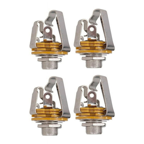 4Pcs 1/4 inch 6.35Mm Stereo Input Jack Plug Socket for Electric Guitar , Guitar Pickup Output Jack, Guitar Parts