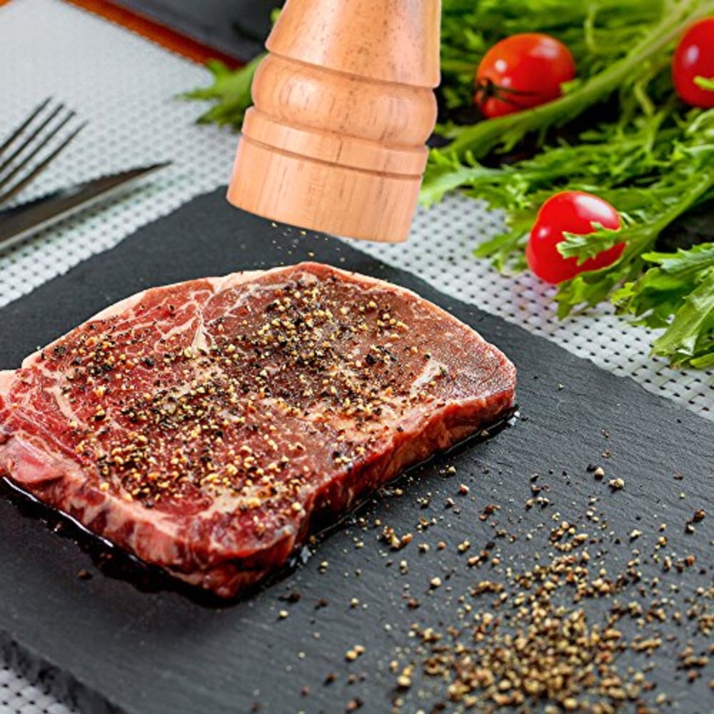 Dsseng 2Pcs Salt And Pepper Mill - Acacia Wood Classic Design - Ceramic Grinder Refillable Mill -8 inches