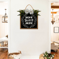 thumbnail image 5 of Eveokoki Home Sweet Home Wreaths Decor Sign Front Door, Round Wood Hanging Sign with Ribbon Bow and Artificial Green Leaves, Farmhouse Porch Decorations for Home 10", 5 of 5