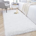 thumbnail image 2 of Junovo Luxury Fluffy Area Rugs Areary Rug for Bedroom Shaggy Rugs Area Carpet for Living Room Bedroom,4'x6',White, 2 of 7