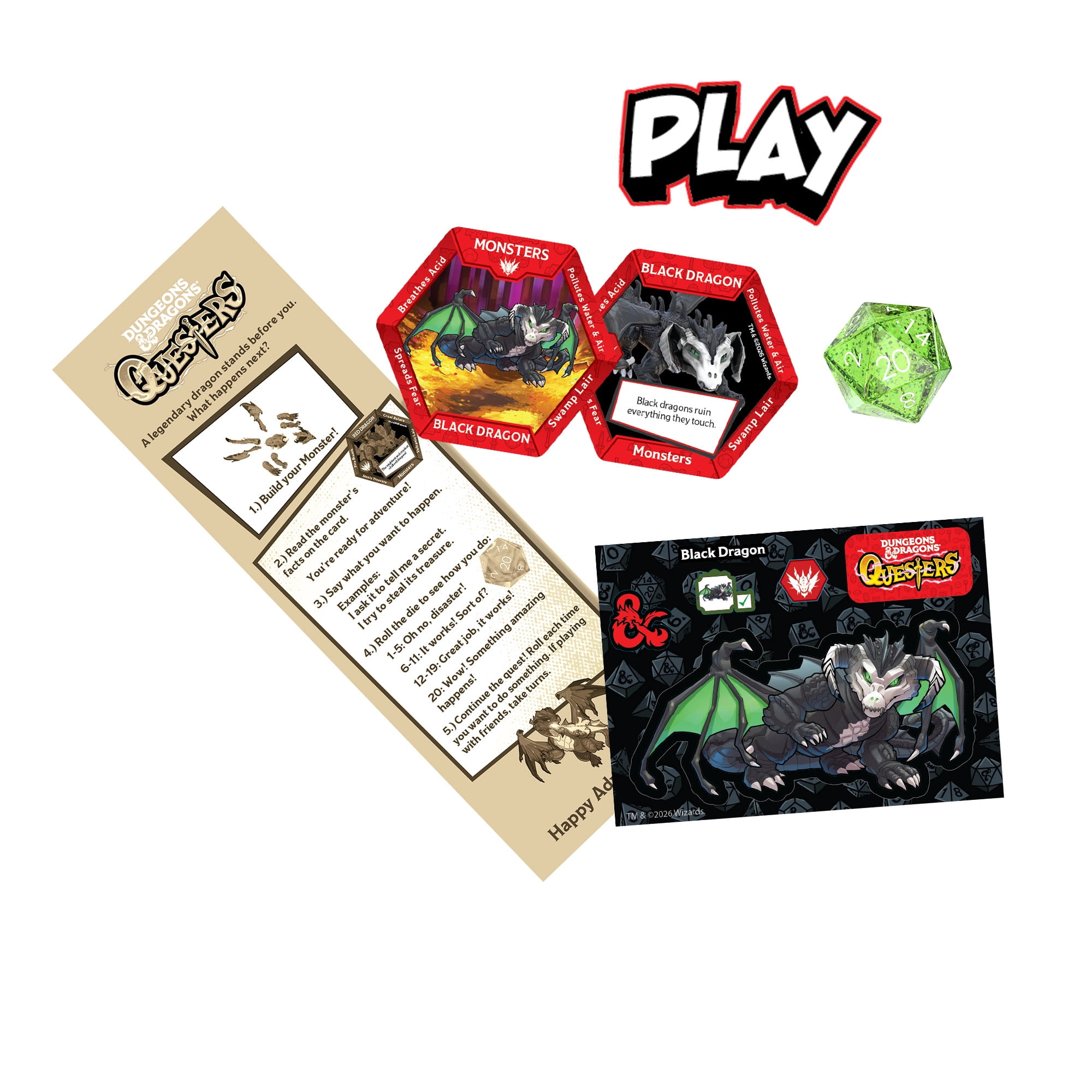 Dungeons & Dragons Questers Black Dragon with Dark Ooze Compound Toy for Ages 4 and Up