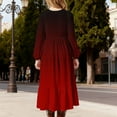 thumbnail image 7 of MKOSPLRT Girls Maxi Dress Fall Long Sleeve Crew Neck Tiered Dress Gradient Dress for Kids Flowy Casual Holiday Dresses with Pocket 4-15Y, 7 of 7