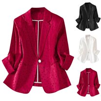 Gmluru Business Blazers For Women Red Solid Color Lapel Button Elegant Suit Jacket Work Office S-4XL