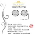 thumbnail image 4 of King of Bling's 0.33ct Diamond Stud Earrings For Women White 925 Sterling Silver Stud For Men, 4 of 12