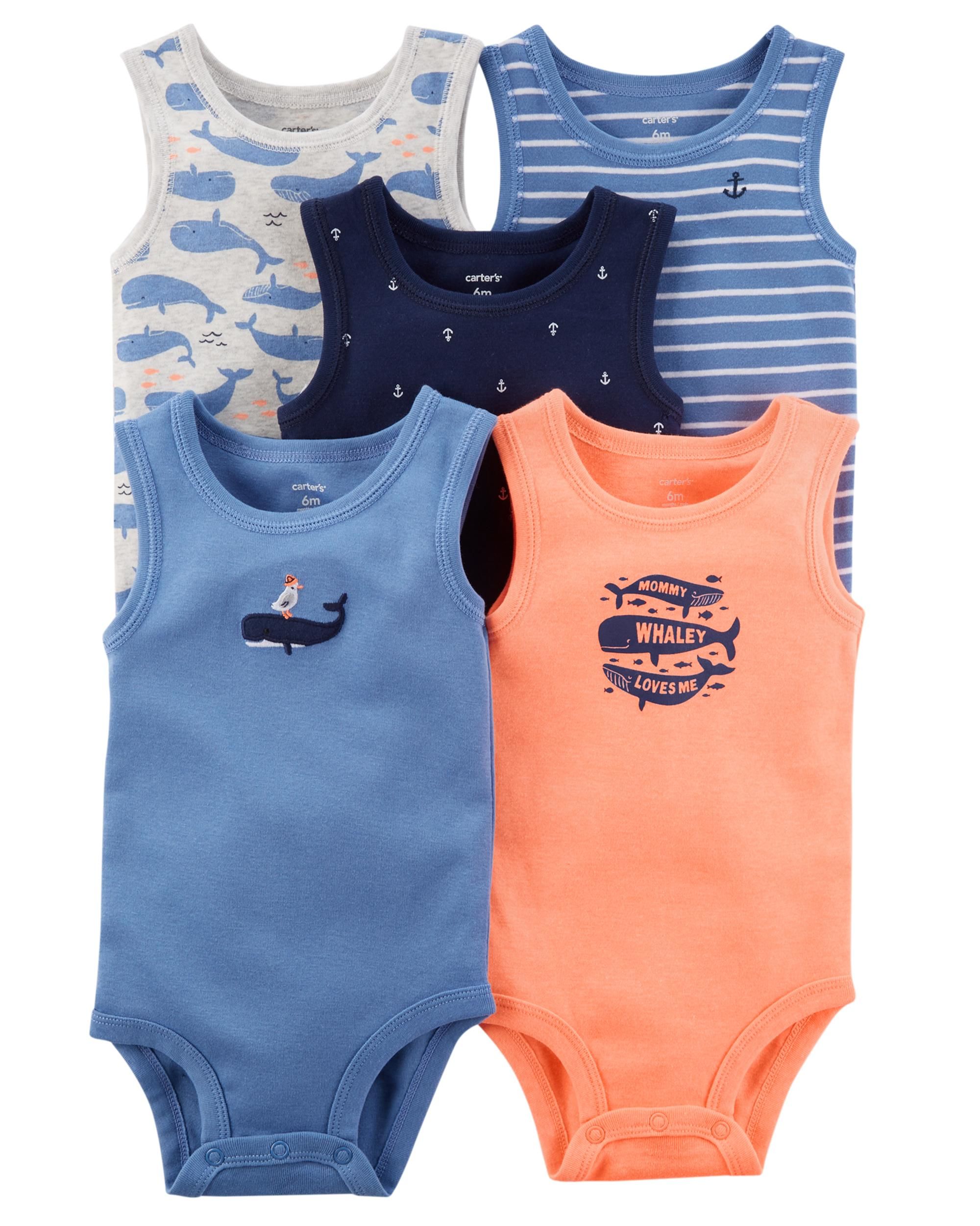 Carter's Baby Boys 5Pack Sleeveless Original Bodysuits (Whale