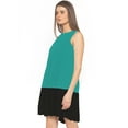thumbnail image 2 of eloria Women's Georgette Boat Neck Pleated Sleevless Tunic Casual Midi Dress, Color : Teal | Size : S, 2 of 6