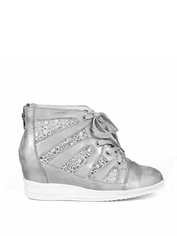 Nature Breeze Lace Women's Wedge Sneakers in Grey - image 2 of 3