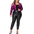 thumbnail image 2 of Agnes Orinda Plus Size Sequin Party Open Front Long Sleeve Shrug Bolero Crop Jacket, 2 of 5