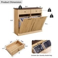 thumbnail image 2 of ZHOUB Modern Double Tilt-Out Trash Cabinet, 20 Gallon Fluted Laundry Hamper Cabinet with 2 Drawers, Wooden Hidden Garbage Can Cabinet with Storage Basket for Kitchen & Living Room, Natural Oak, 2 of 13