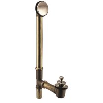 Westbrass 17-Gauge Brass Tip-Toe Drain Bathtub Assembly with No-Hole Overflow Elbow, Polished Nickel