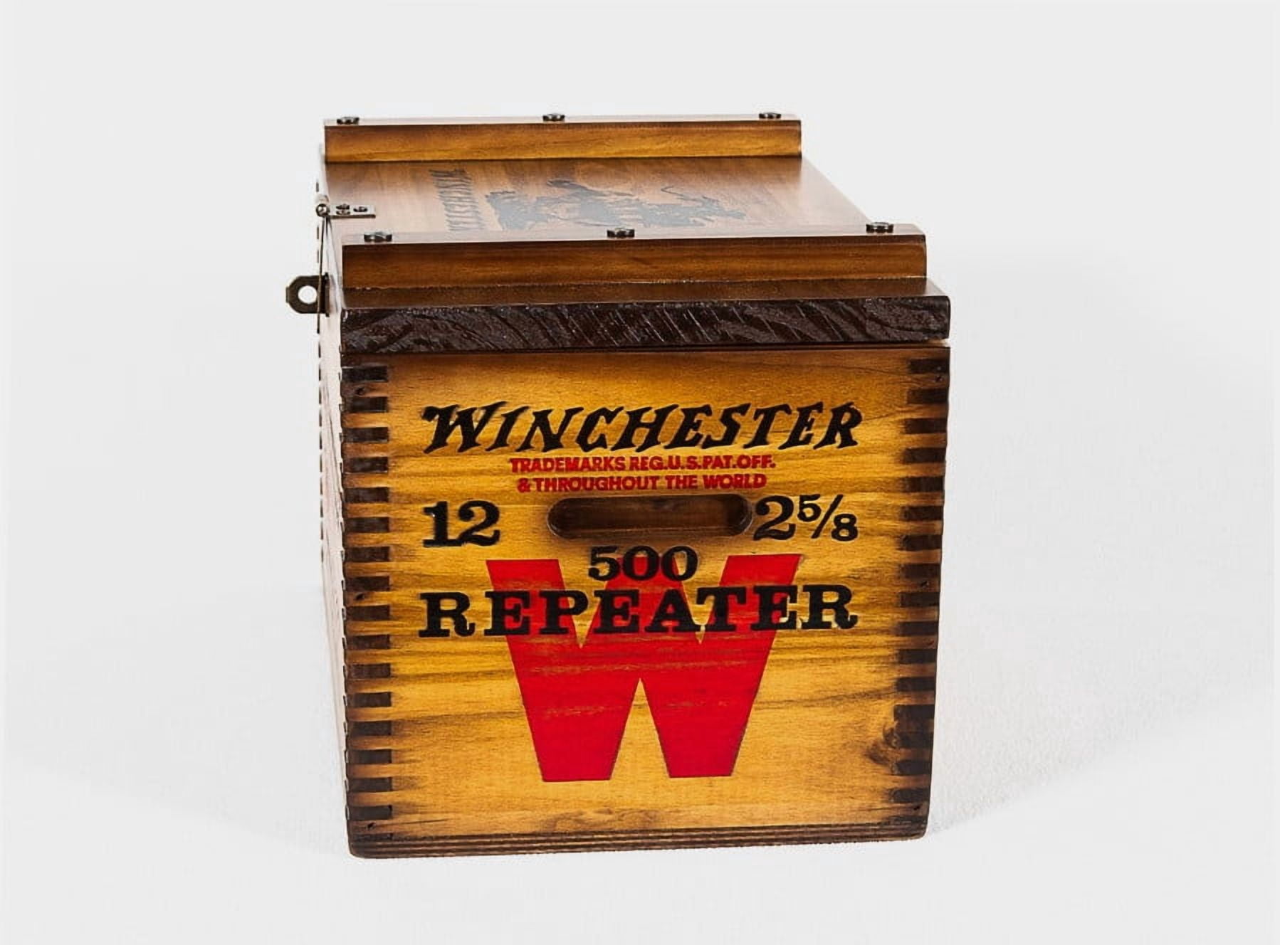 Winchester Handcrafted Wooden Ammo Box, 500 Shell Capacity, Pine
