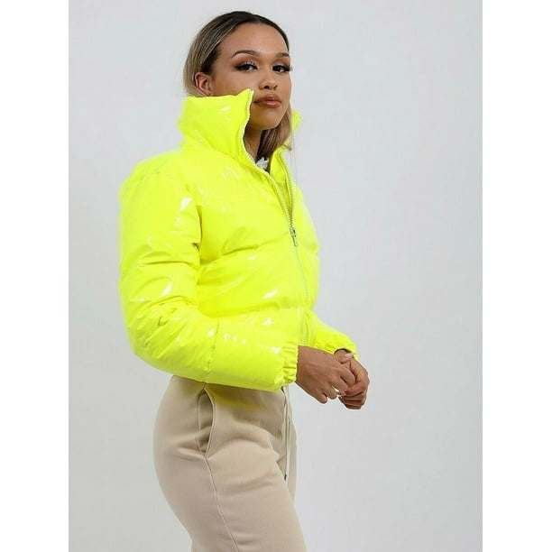 Chaqueta de algodón de otoño e invierno, chaqueta corta de algodón de mujer de metal brillante europeo y americano