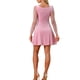 thumbnail image 3 of VESTIDO DE VELVET INSPIRADO CHIC PARA MUJERES CON ESCOTE CUADRADO Y MANGAS DE MALLA CON VOLANTES, ESTAMPADO DE ESTRELLAS, VESTIDO DE FIESTA Y PROM EN ROSA TAMAÑO S, 3 of 6