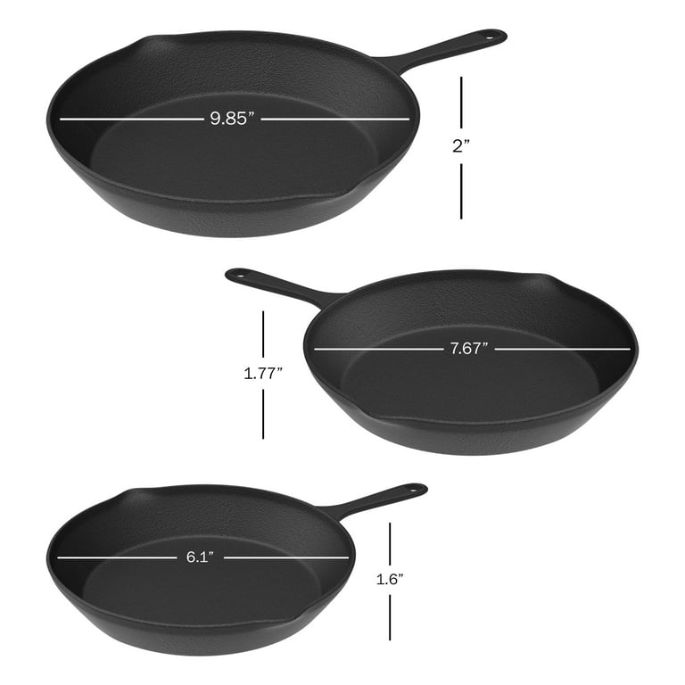 LEGEND Set of 3 Cast Iron Skillets Fry Pans 10 8 6 EUC