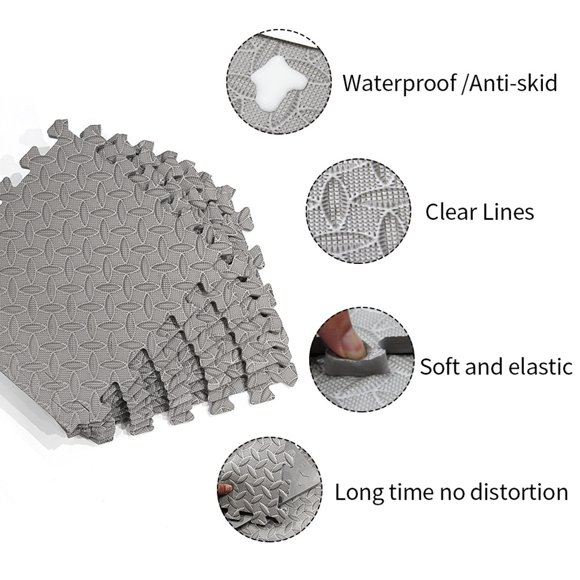 12Pcs Flooring Gym Mats And Home Gym Floor Foam Floor Mats Exercise Mat Foam Flooring Tiles Interlocking Floor Mats