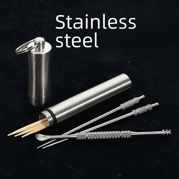 Stainless Steel Portable Waterproof Bin Outdoor Mini Toothpick Holder Elderly Portable Small Medicine Bottle Small Medicine Box Keychain Pendant