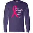 thumbnail image 3 of Inktastic Faith over Fear Breast Cancer Awareness with Pink Ribbon Long Sleeve T-Shirt, 3 of 5