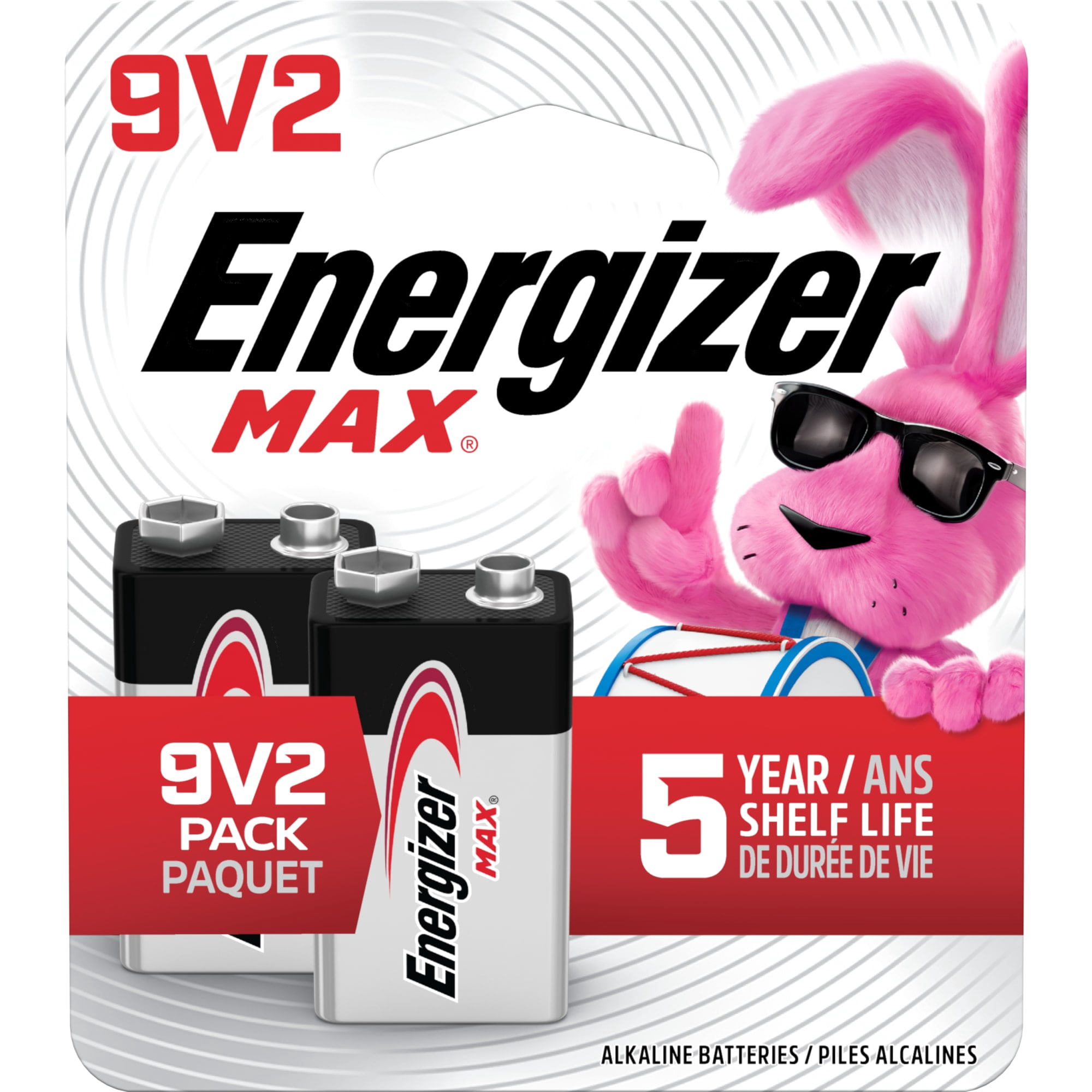 Energizer MAX 9V Batteries (2 Pack), 9 Volt Alkaline Batteries