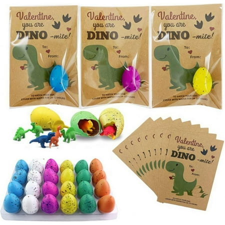 Valentines Day Gifts for Kids, Hatching Dinosaur Eggs Valentines Cards for Kids Classroom Novelty Dino Toys Valentine Exchange Cards Gifts for Boy Girl School Class Valentine Easter Party Favors