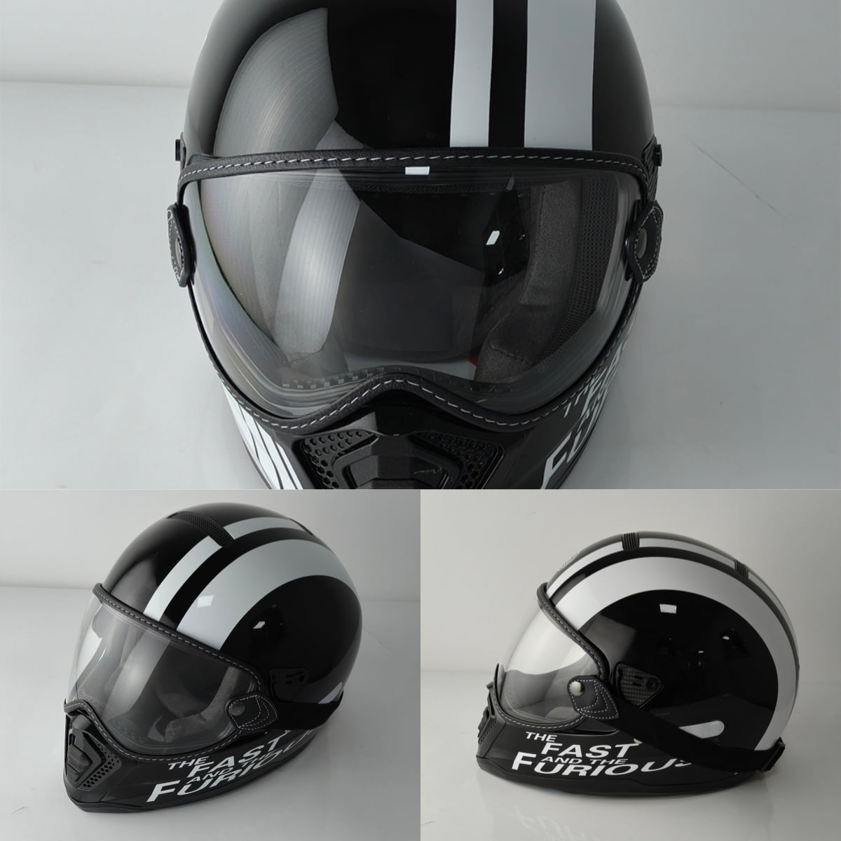 Retro Bubble Visor Helmet Shield Vintage Elastic Band Open Face Full-Face Motorcycle Accessories