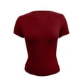 thumbnail image 3 of DuoJiaJ Womens Short Sleeve Top, V Neck Slim Fit Yoga Athletic Tee Red M, 3 of 5