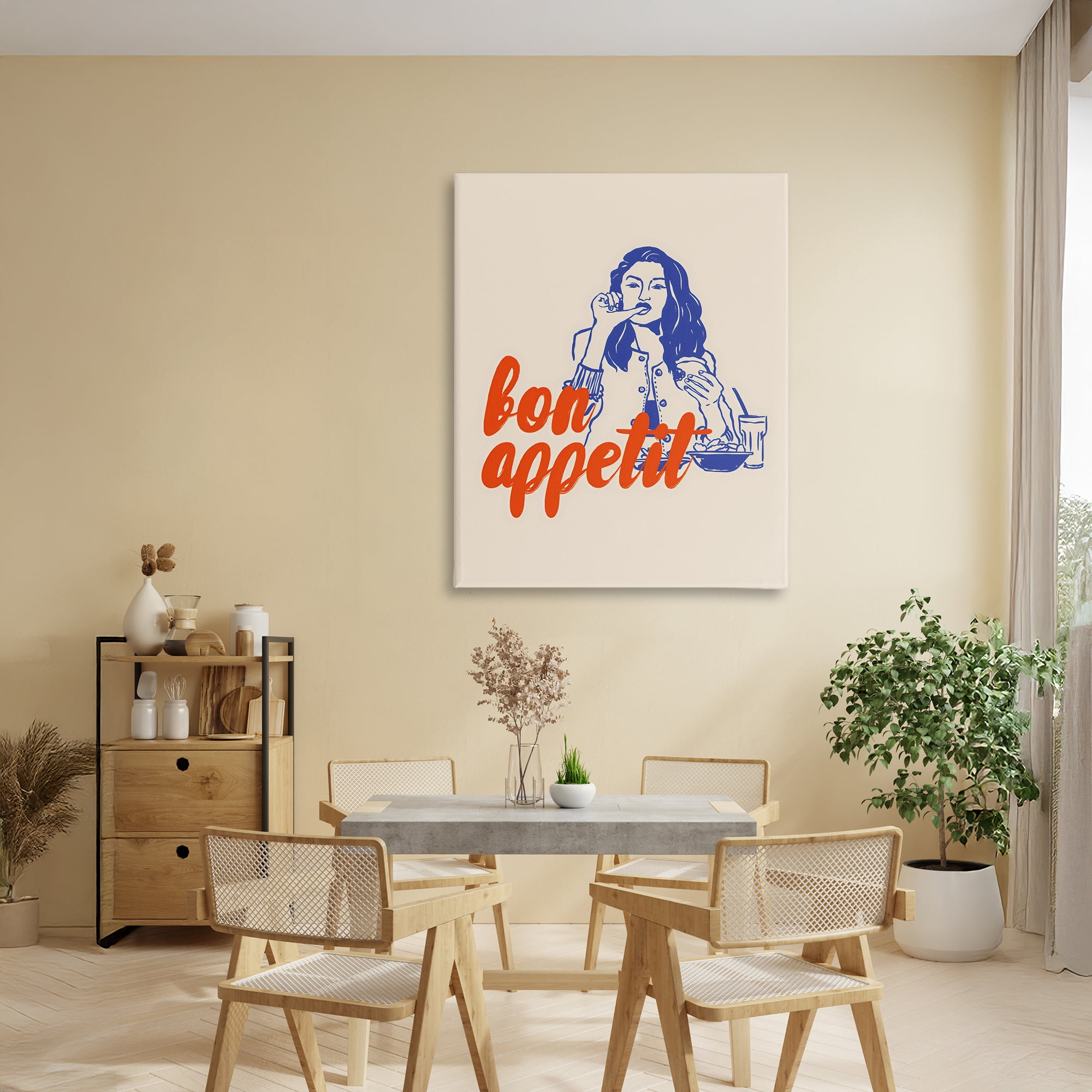 Stupell Industries Bon Appetit Woman Enjoying Meal Canvas Wall Art, design by The Prints Vibe