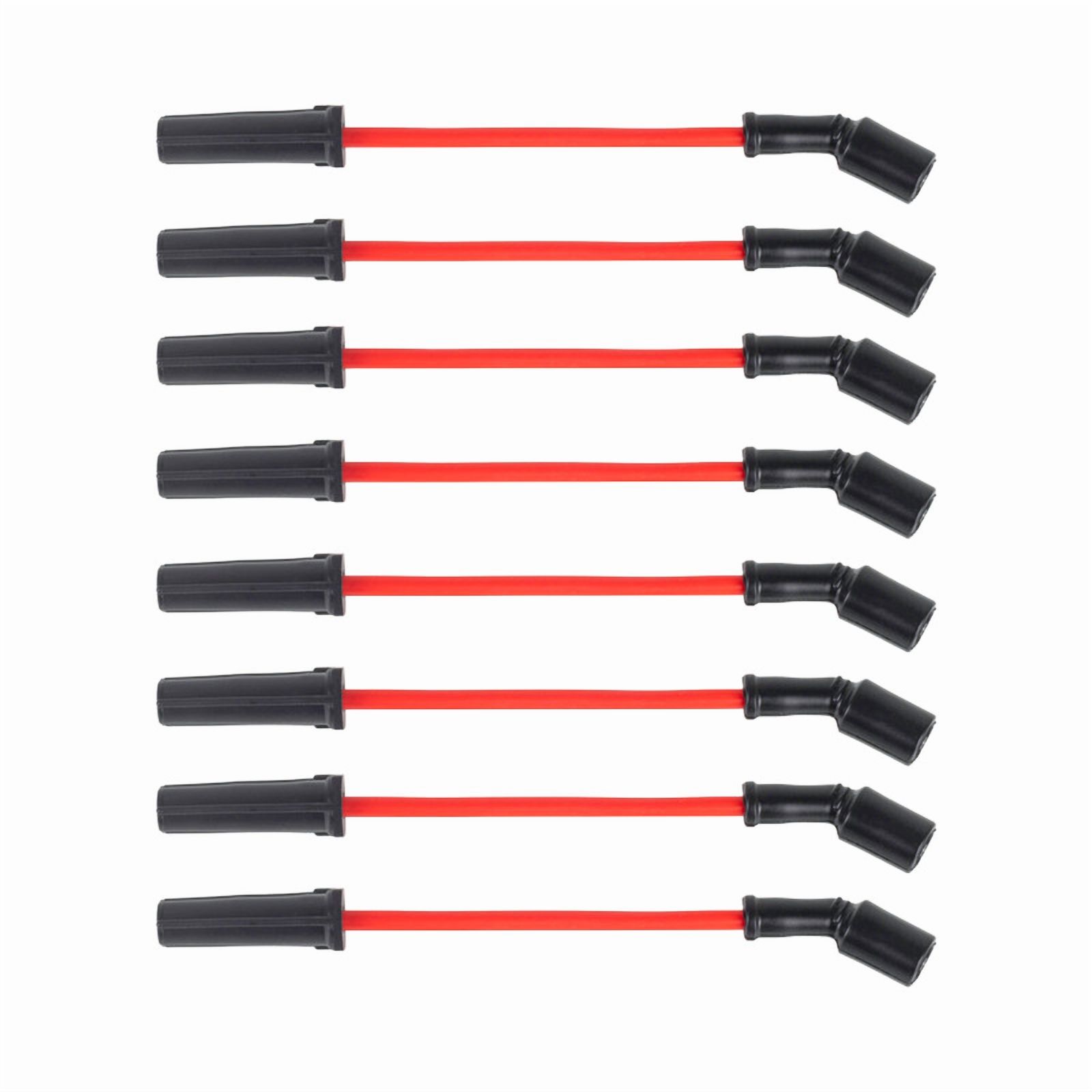 ISA Set of 8 Square Ignition Coil 8 Platinum Spark Plug and Red Wire Set For Chevrolet Chevy GMC Hummer Avalanche Savana 1500 2500 3500 Sierra H2 4.8L 5.3L 6.0L for UF271 748EE 41962