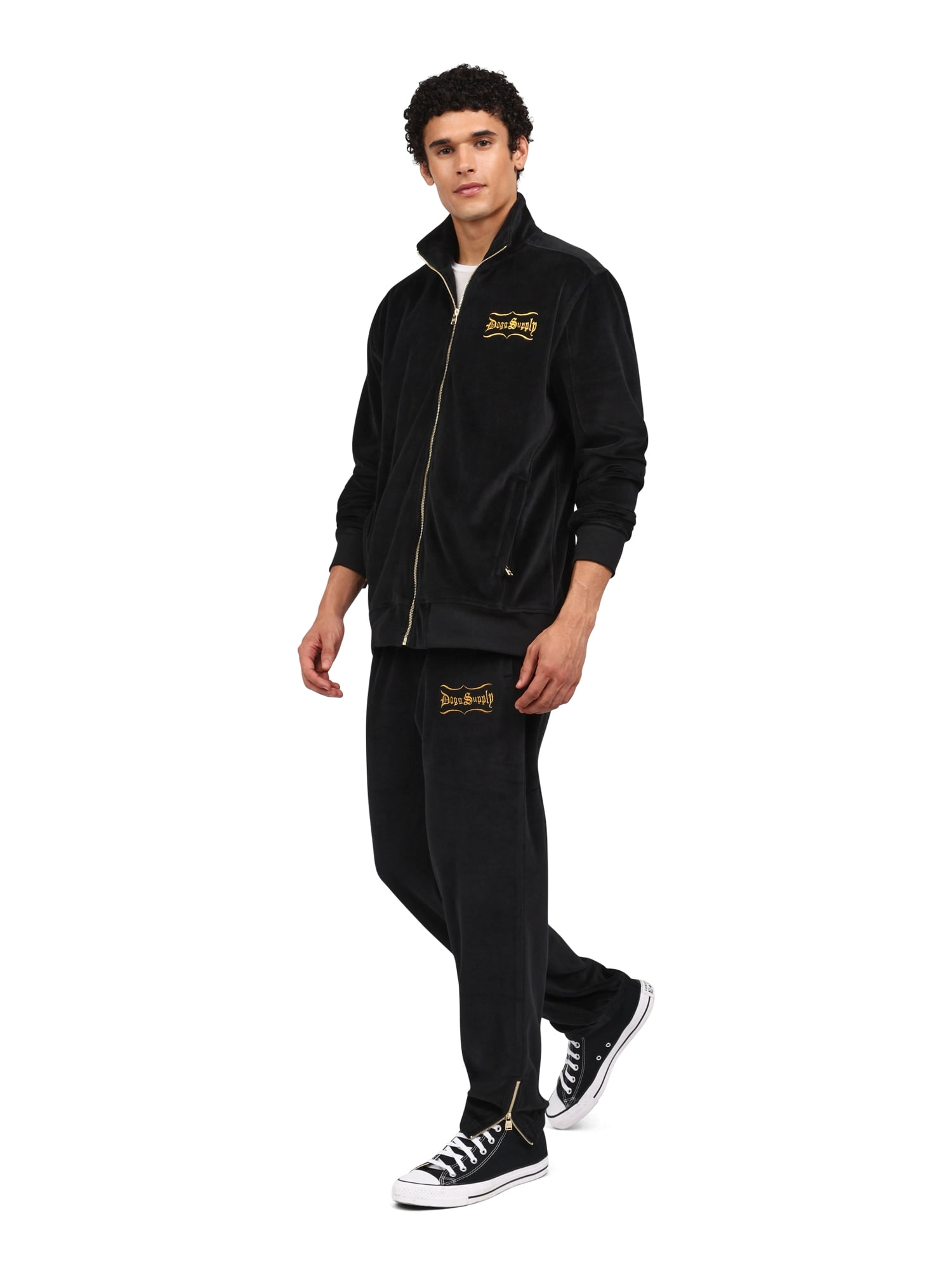 Dogg Supply Men's & Big Men's Velour Jacket with Pockets, Sizes XS-3XL