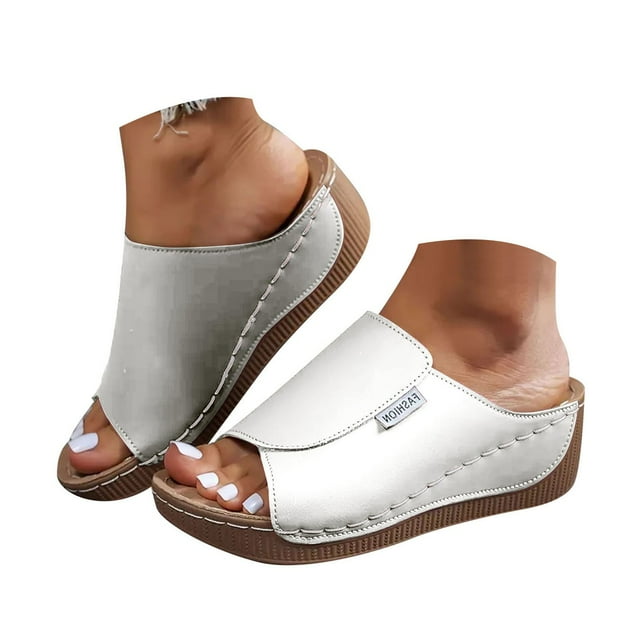 Wedge Orthopedic Slide Sandals For Women 2025 Comfortable Leather Arch Support Platform Slip On Walking Shoes
