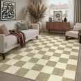 thumbnail image 6 of WIPONKEN 5'x7' Area Rugs for Living Room Modern Checkered Brown Rugs for Bedroom Kitchen Non Slip Washable Geometric Contemporary Carpets for Home Office Dining Room Throw Rugs, 6 of 7