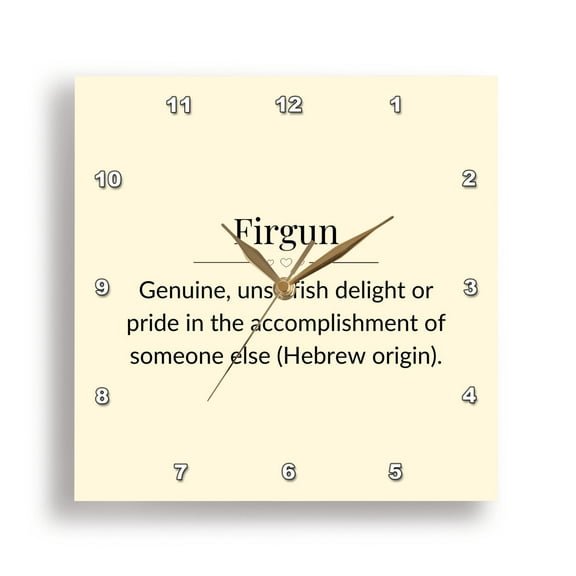 3dRose, Firgun and its meaning typography, 15x15 Wall Clock