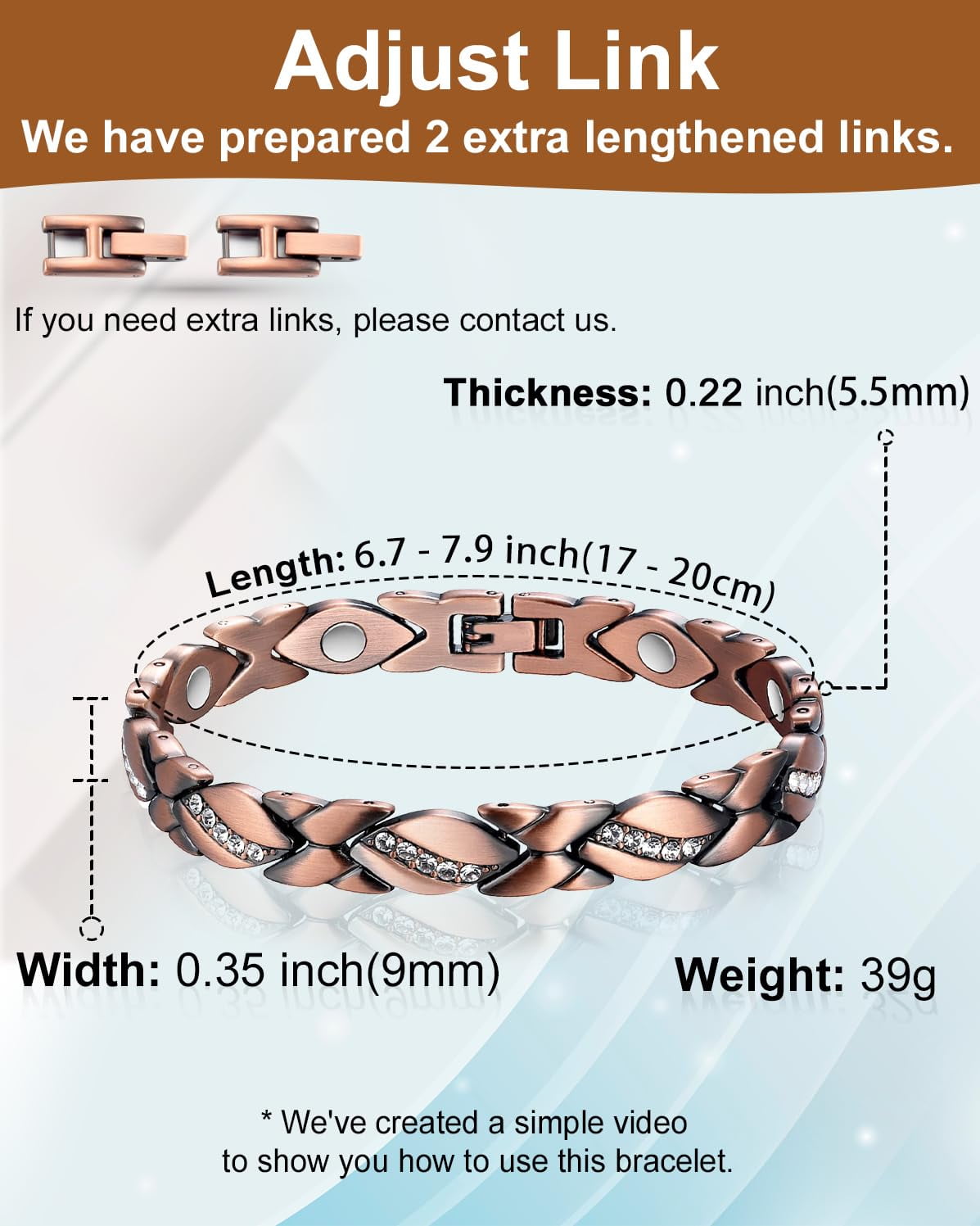 Wollet Pure Copper Bracelets  for Women Men, Magnetic Jewelry Set