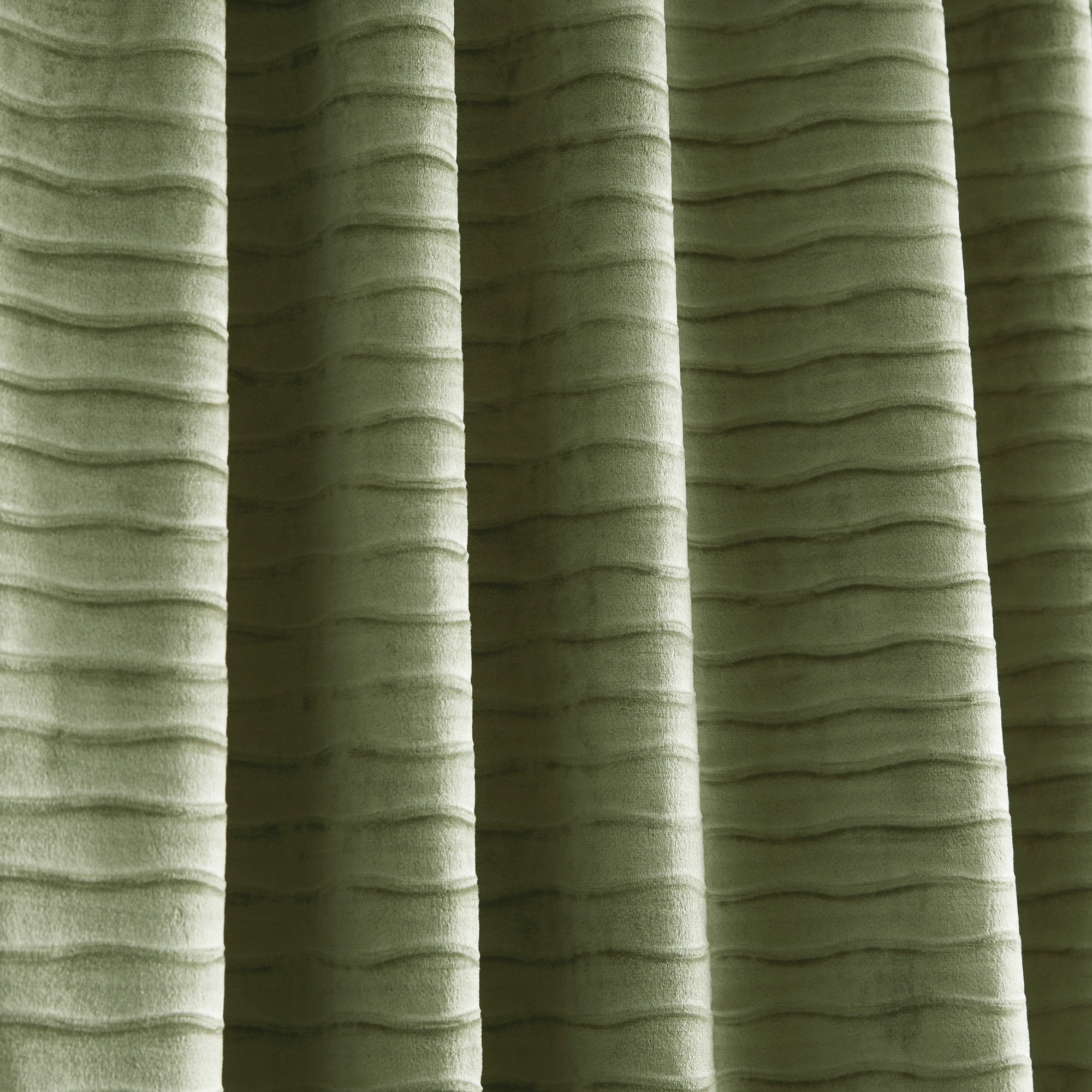 Martha Stewart Wave Embossed Velvet Curtain Panel Pair, Olive, Pole Top/Back Tab, Room Darkening, Indoor, Adult, 2 Piece Set, 37" x 84"