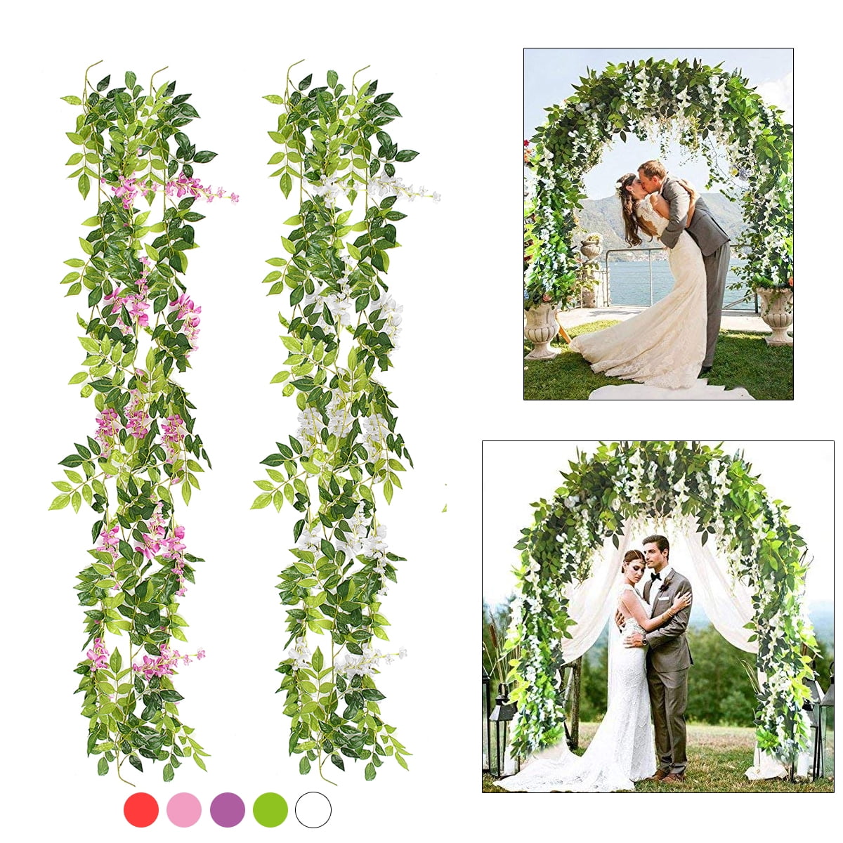 6.56FT Artificial Flowers Silk Wisteria Garland Garden Decor Home Decor