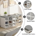 thumbnail image 3 of LEDREM Shoe Bench With Storage, Shoe Bench For Entryways, 15-Compartment Organizer with Removable Cushion, 440lb Capacity, White, 3 of 8