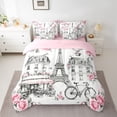 thumbnail image 2 of Castle Fairy Romantic Eiffel Tower Twin Bedding Sets 7-Piece for Boys Girls,Happy Valentine's Day Bedding Comforter Set Microfiber,Chic Floral Flower Rose Breathable Sheet Sets,Luxury Bedroom Decor, 2 of 8
