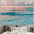 thumbnail image 2 of PRATYUS  Ocean Pink Sky Tapestry, Teal Sea Ocean with Pink Cloud Wall Tapestry for Bedroom, Pastel Nature Landscape Wall Hanging Tapestry Wall Art for Living Room Home Decor Painting, 2 of 6
