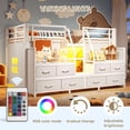 thumbnail image 5 of Bellemave Low Loft Bed with 8 Storage Drawers & LED Lights, Metal Twin Size Loft Beds Frame with Shelves for Kids, Under-Bed Play Space, No Box Spring Needed, White, 5 of 9