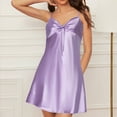 thumbnail image 2 of Hanen Women's Satin Nightgown Sexy Lingerie Silk Slip Dress V Neck Chemise Mini Nighty, 2 of 3