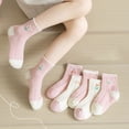 thumbnail image 6 of 5 Pairs Calf Socks Combed Cotton for Kids Boys Girls Cartoon Pattern Multicolor Youth Sports Casual Breathable Socks, 6 of 8