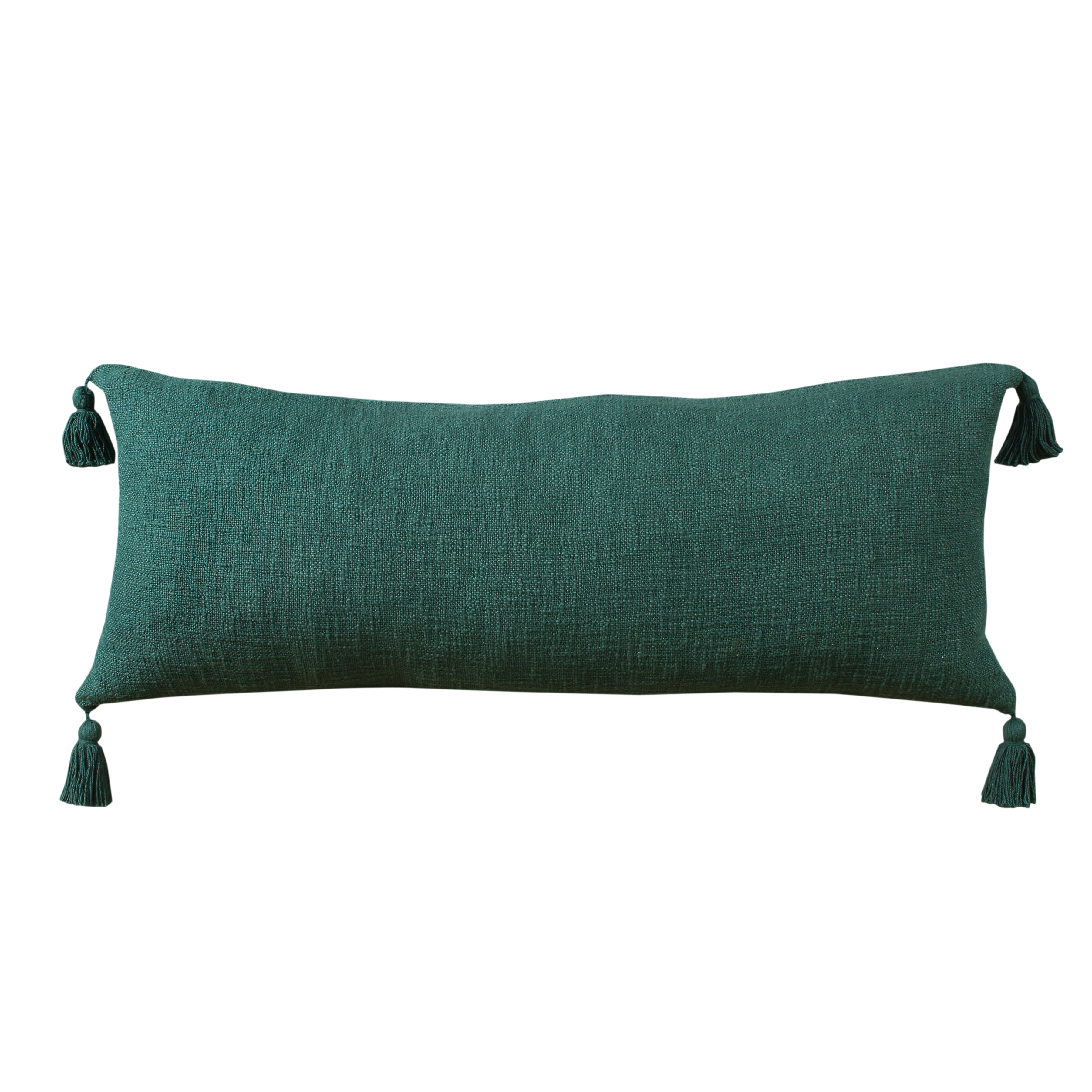 Ox Bay Hampton 14" x 36" Green Solid Cotton Reversible Adult Decorative Throw Pillow